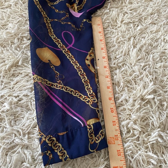 XXI chain print blouse shirt semi-sheer women’s size S - Picture 7 of 11